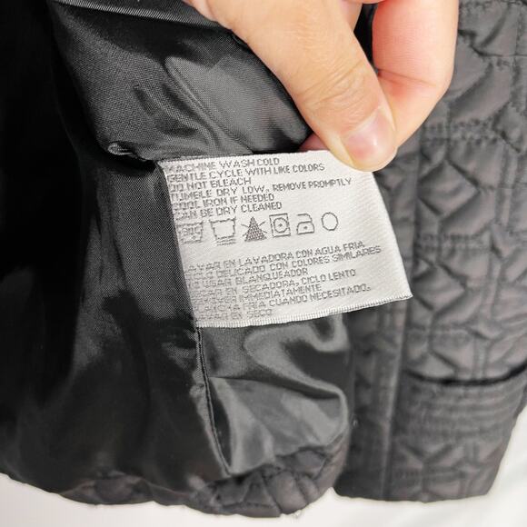 Weatherproof Womens Medium M Black Quilted Jacket Snap Zip Front Cinch Back - Picture 9 of 9